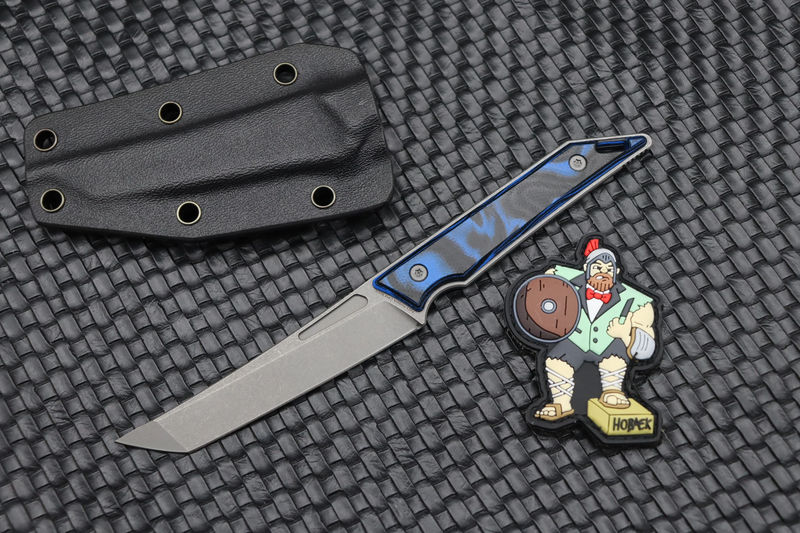 Jake Hoback Knives Goliath Blue Lava G-10 & Stonewash CPM-20CV
