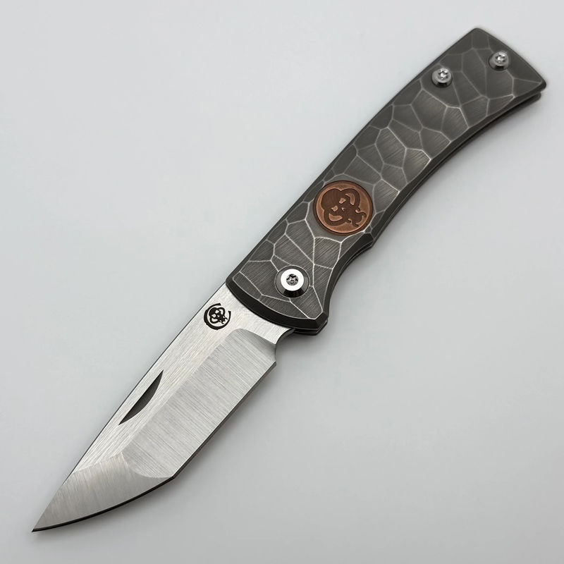 Chaves Knives Slip Joint w/ Tanto M390 & Full Rocked Titanium Handles w/ Copper Inlay