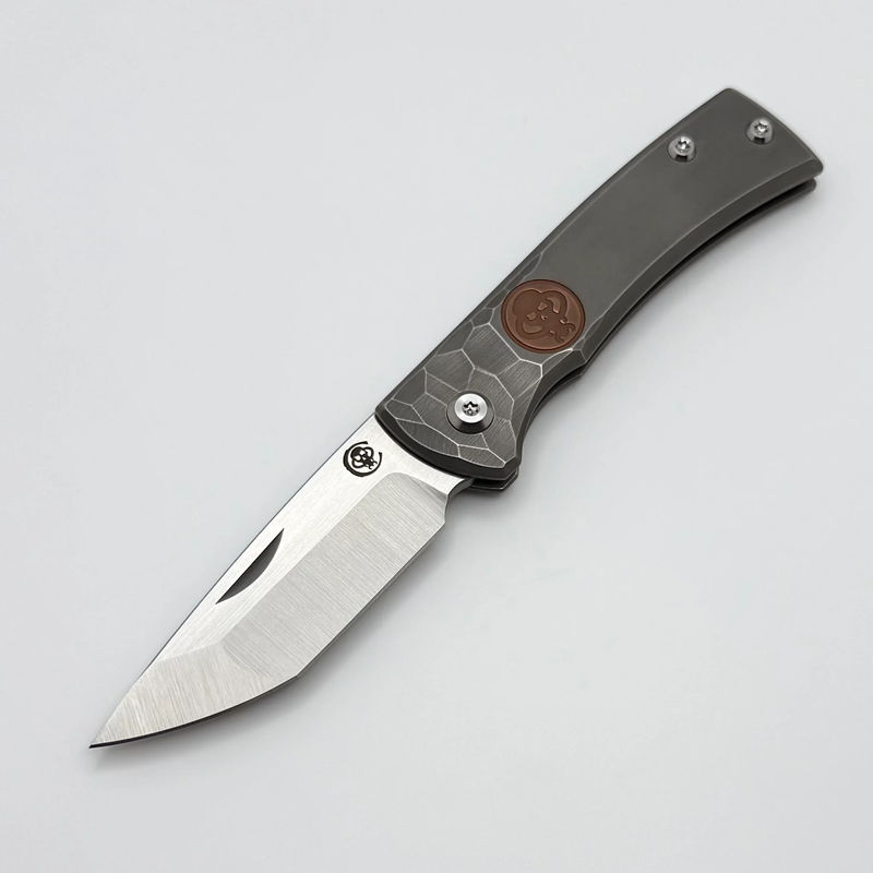 Chaves Knives Slip Joint w/ Tanto M390 & Half Rocked Titanium Handles w/ Copper Inlay