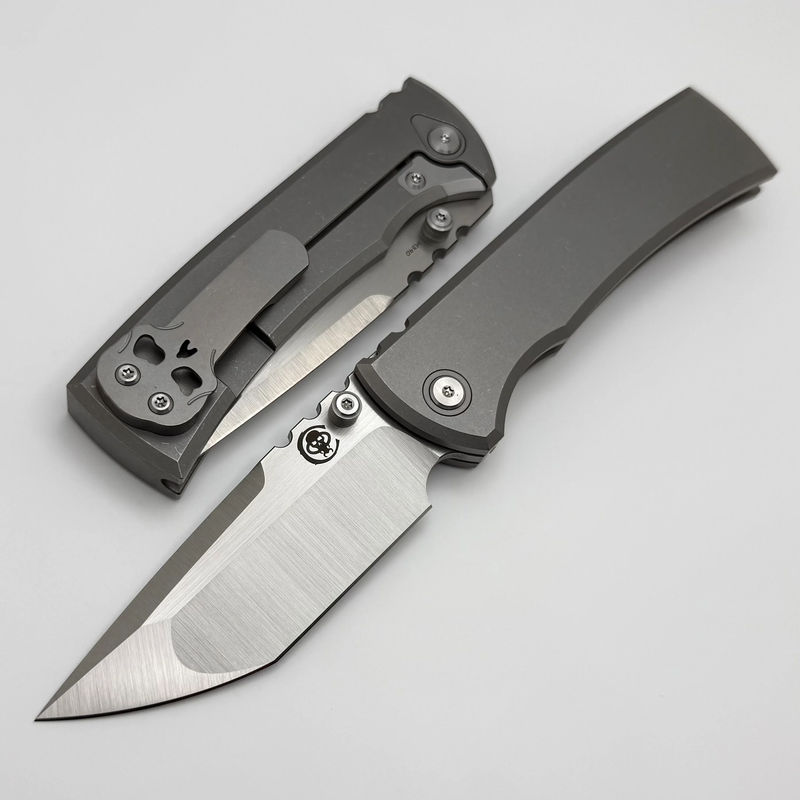 Chaves Knives Redencion 229 Integral w/ Stonewash Titanium Integral Handle & Belt Satin M390 Tanto