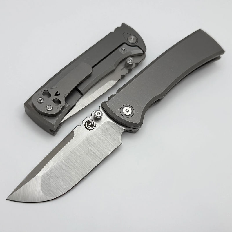 Chaves Knives Redencion 229 Integral w/ Stonewash Titanium Integral Handle & Belt Satin M390 Drop Point