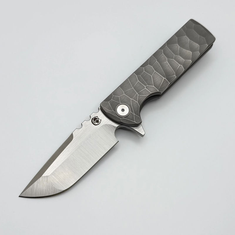 Chaves Knives T.A.K Ambidextrous Knife Drop Point M390 & Full Rocked Titanium Integral Handle Gen 2