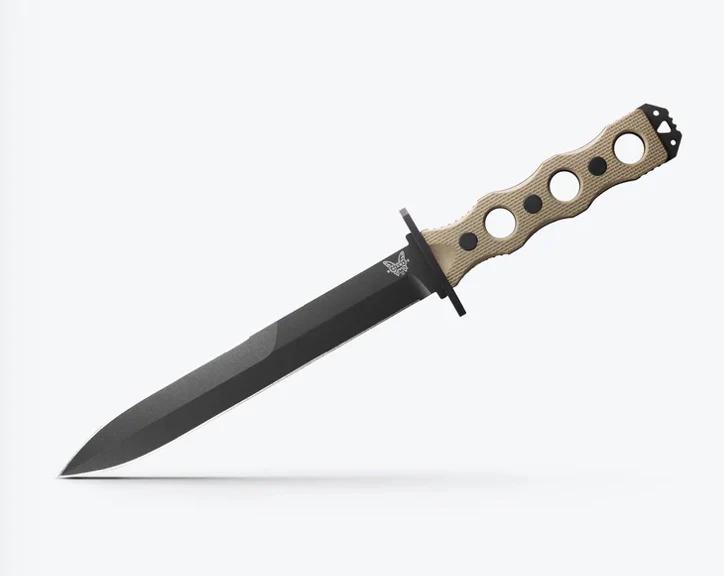 Benchmade SOCP Tan G-10 Handles w/ 3V Fixed Blade 185BK-1