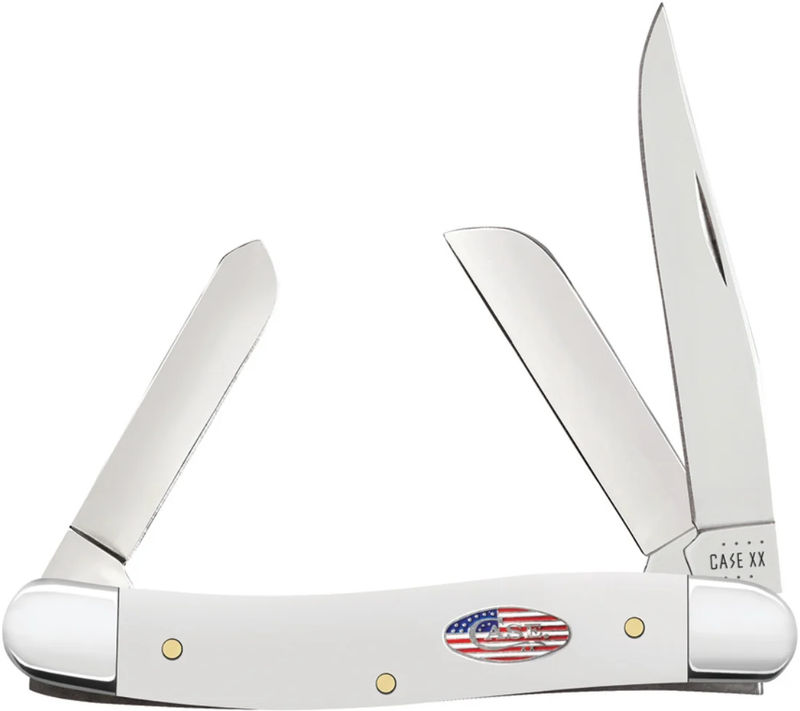 Case Medium Stockman White & American Flag 71225