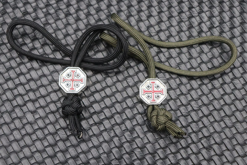Spartan Para-Cord Lanyard with Crusader Cross Bead - Lanyard Color:OD Green
