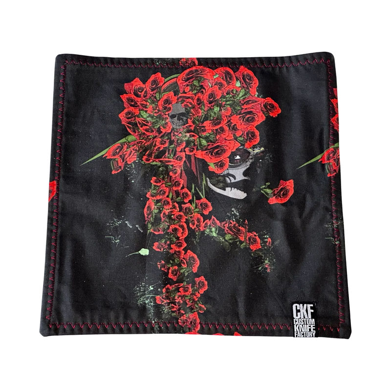 Custom Knife Factory Super EDC Hank Cotton + Micro suede : Skulls & Roses