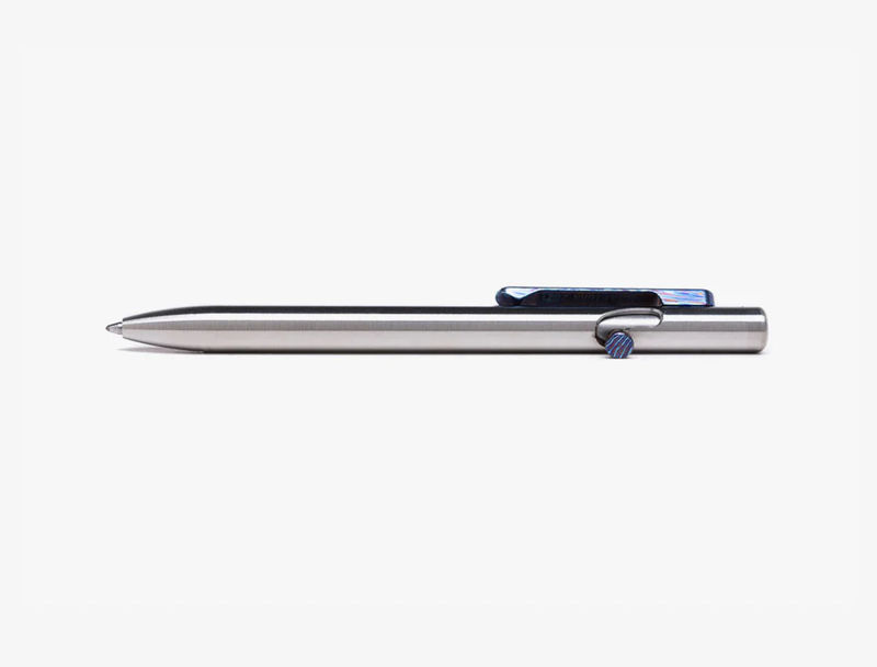 Tactile Turn Titanium Slim Bolt Action Short(5.1”) Pen w/ Titanium Damascus Bolt & Clip