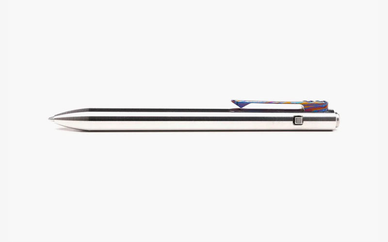 Tactile Turn Titanium Side Click Pen Short (5.3”) w/ Titanium Damascus Clip