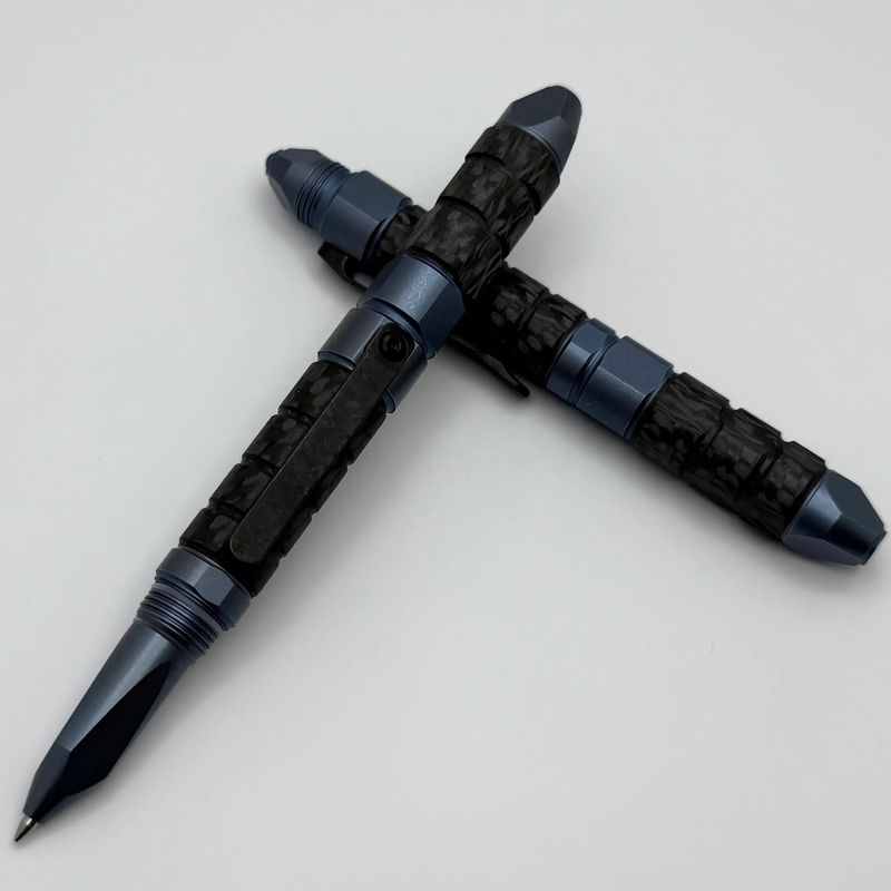 Custom Knife Factory Tool Pen BULAVVA-2 Blue Ano Titanium w/ Carbon Fiber & Wiha Bits