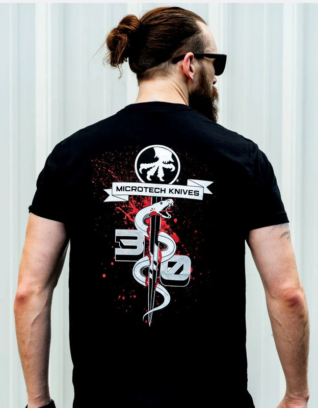 Microtech 30th Anniversary Black Crew Neck T-Shirt - Size:4X-Large