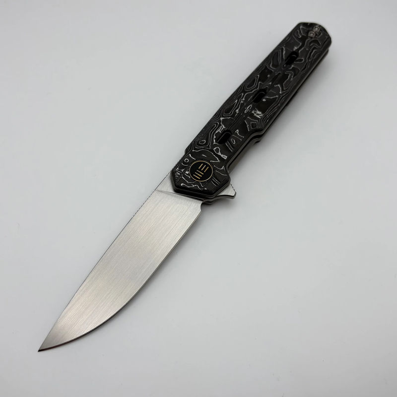 Pre-Owned We Knife Navo Flipper Aluminum Foil Carbon Fiber Handles & Hand Rubbed Satin CPM-20CV WE22026-6