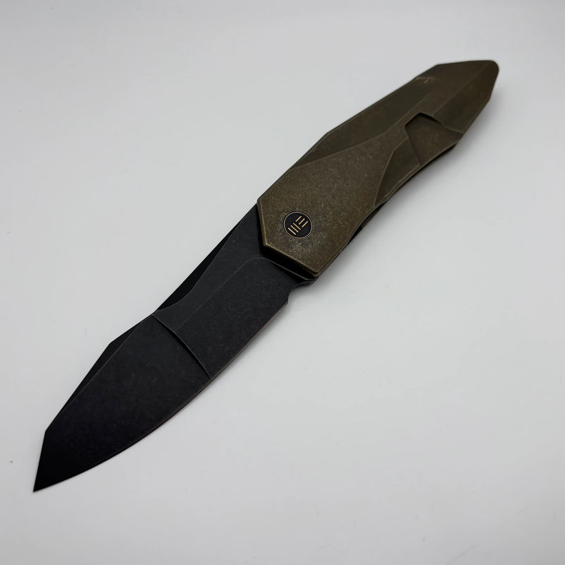 Pre-Owned We Knife Solid Flipper Bronze Integral Titanium Handle & Black Stonewash 20CV WE22028-3