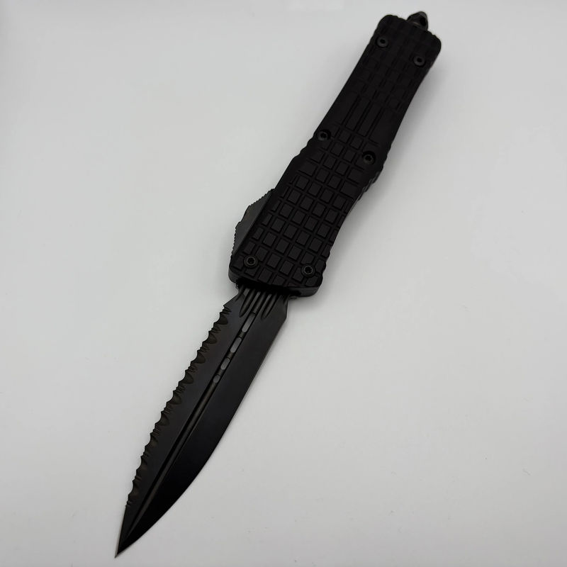Pre-Owned Microtech Combat Troodon Delta Frag Shadow Fluted DLC Double Edge Fully Serrated 142-3CT-DSH