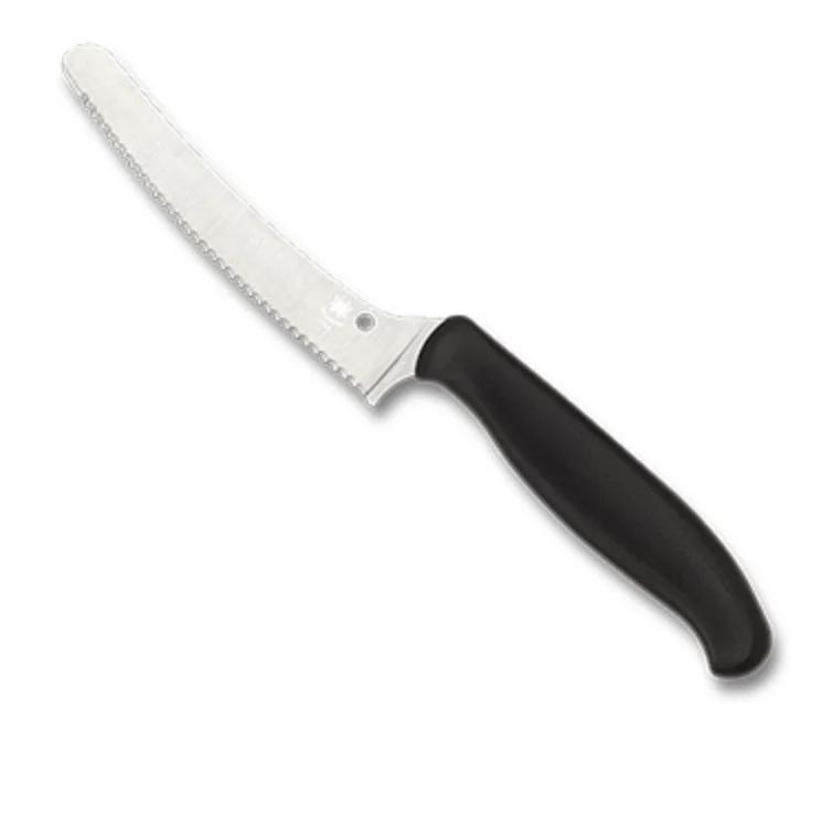 Spyderco Z-Cut Kitchen Knife w/ Black FRN & Serrated Blunt Tip CTS-BD1N K13SBK - Choose Your Handle Color:Black