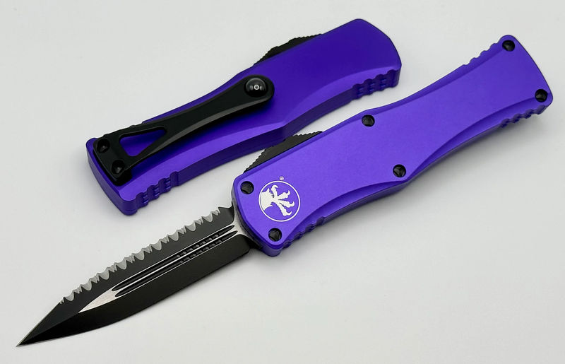 Microtech Hera Black Double Edge Full Serrated & Purple 702-3PU