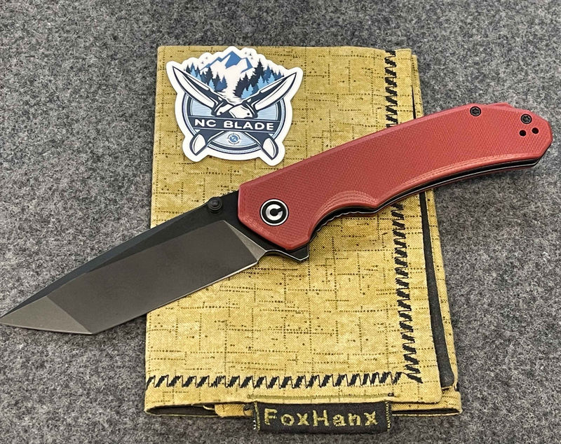 Civivi Brazen Flipper Knife Burgundy G10 Handle (3.46" Black Stonewashed D2 ) C 2023B