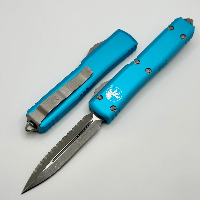 Microtech Ultratech D/E Apocalyptic Full Serrated & Thrquoise 122-12APTQ