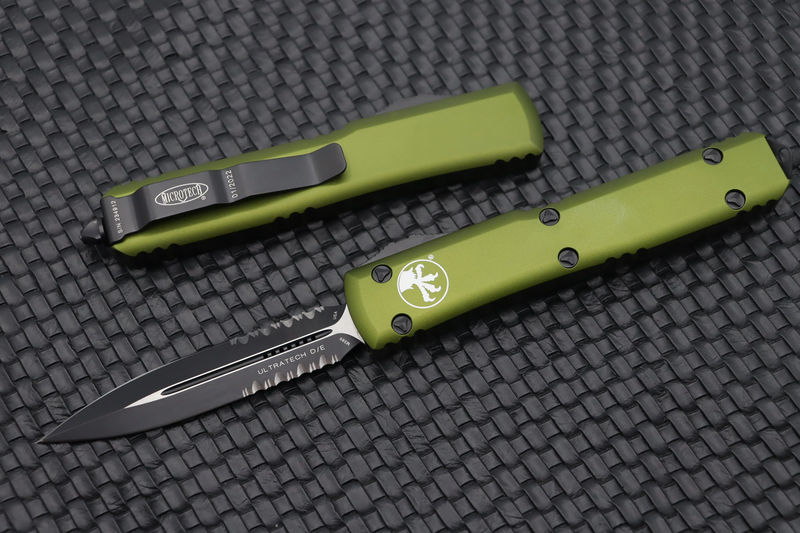 Microtech Ultratech D/E Black Partial Serrated & OD Green 122-2OD