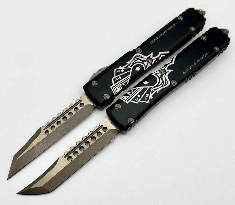 Microtech Ultratech Dead Man’s Hand Hellhound & Warhound Set Signature Series Bronze Apocalyptic Standard 119-13SETDMS - Choose your Serial Number Below:005