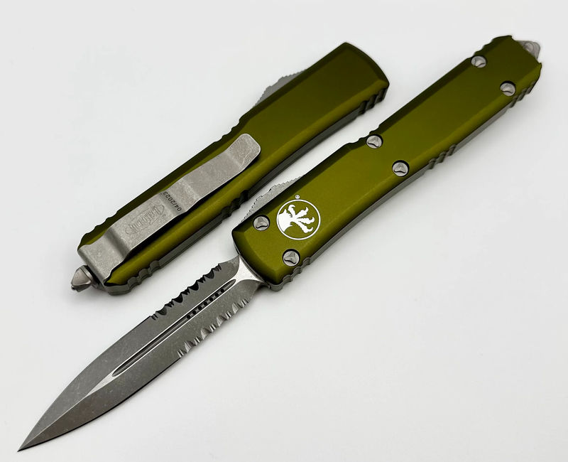 Microtech Ultratech Double Edge Apocalyptic Partial Serrated & OD Green 122-11APOD