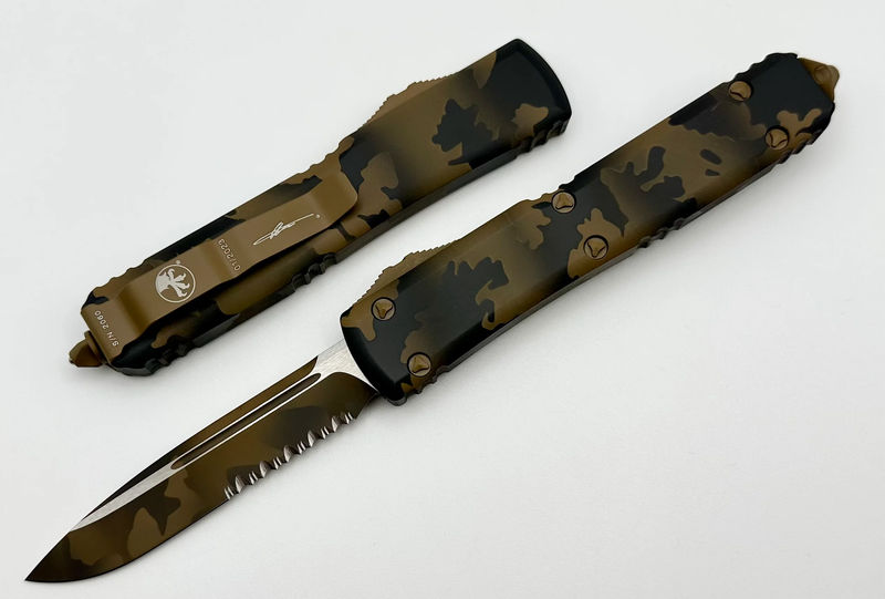 Microtech Ultratech Single Edge Partial Serrated Coyote Camo 121-2CCS