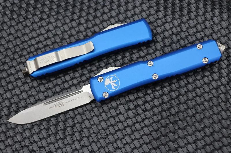 Microtech Ultratech Single Edge Stonewash Standard & Blue 121-10BL