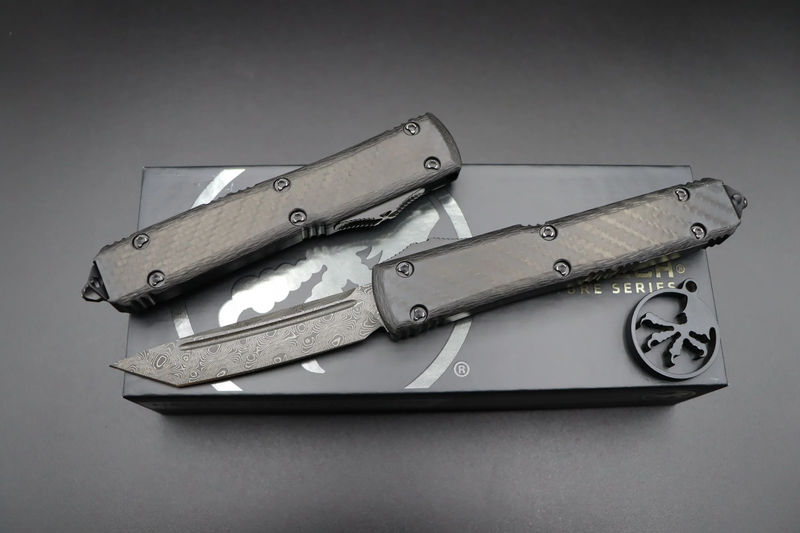 Microtech Ultratech T/E Damascus Carbon Fiber 123-16CFS - Serial Number:016