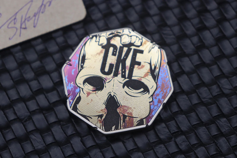 Custom Knife Factory Skull of Silence Titanium Engraved Coin #016