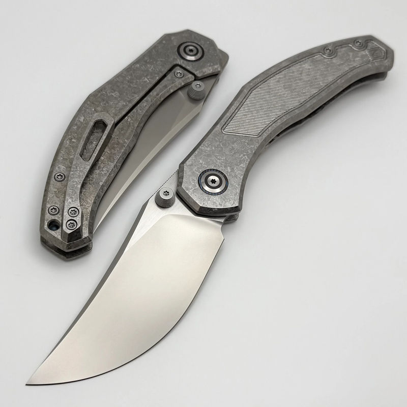 Custom Knife Factory Blava Milled Crystal Titanium & CKF Wash M398