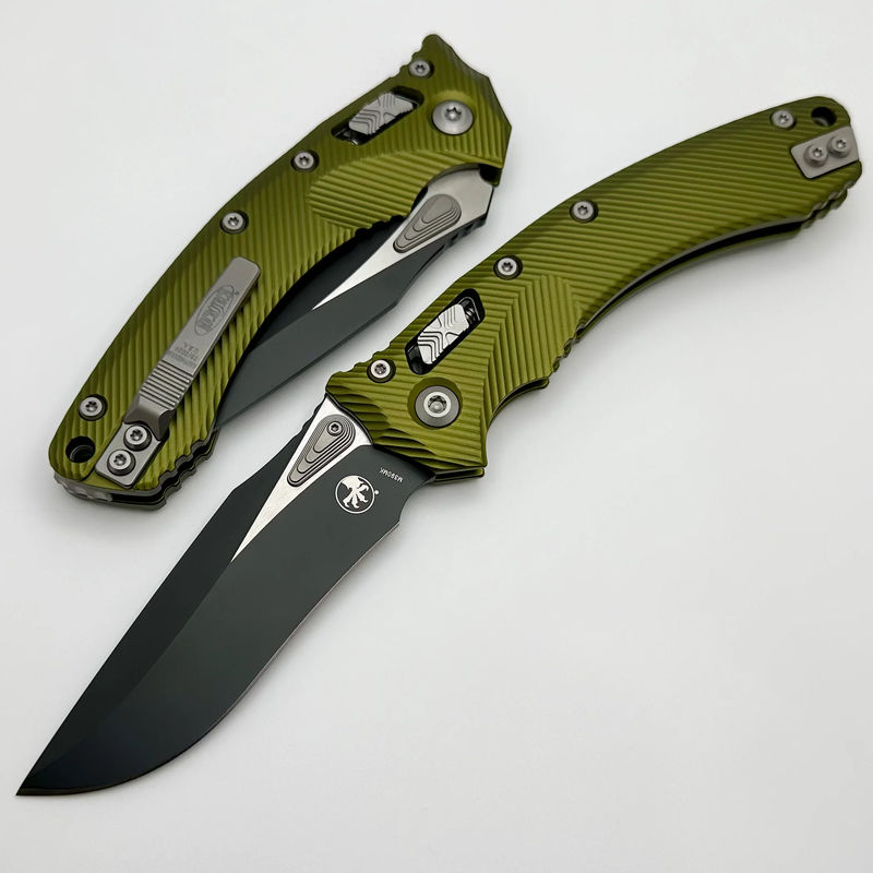Microtech Amphibian RAM LOK OD Green Fluted Aluminum & Black M390MK 137RL-1FLOD