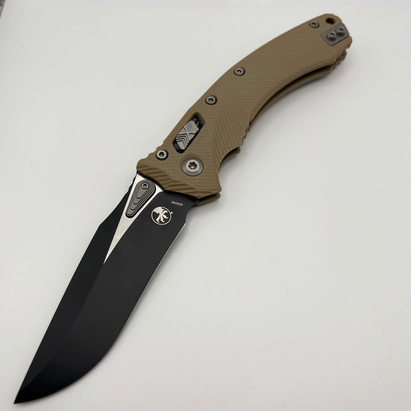 Pre-Owned Microtech Amphibian RAM LOK Tan Fluted G-10 & Black M390MK 137RL-1FLGTTA