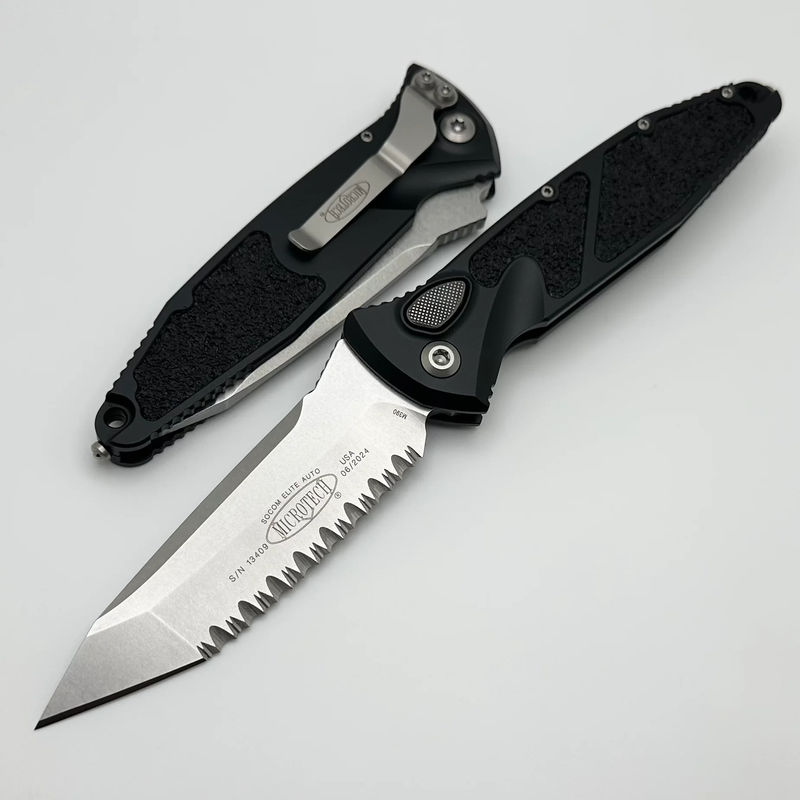 Microtech Socom Elite T/E Full Serrated Auto Stonewash Standard 161A-12