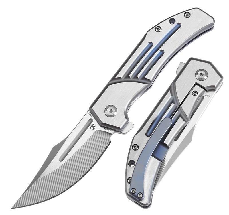 Kansept Knives JB Stout Orion Flipper Blue/Satin Titanium Handles & S35VN K1089B1