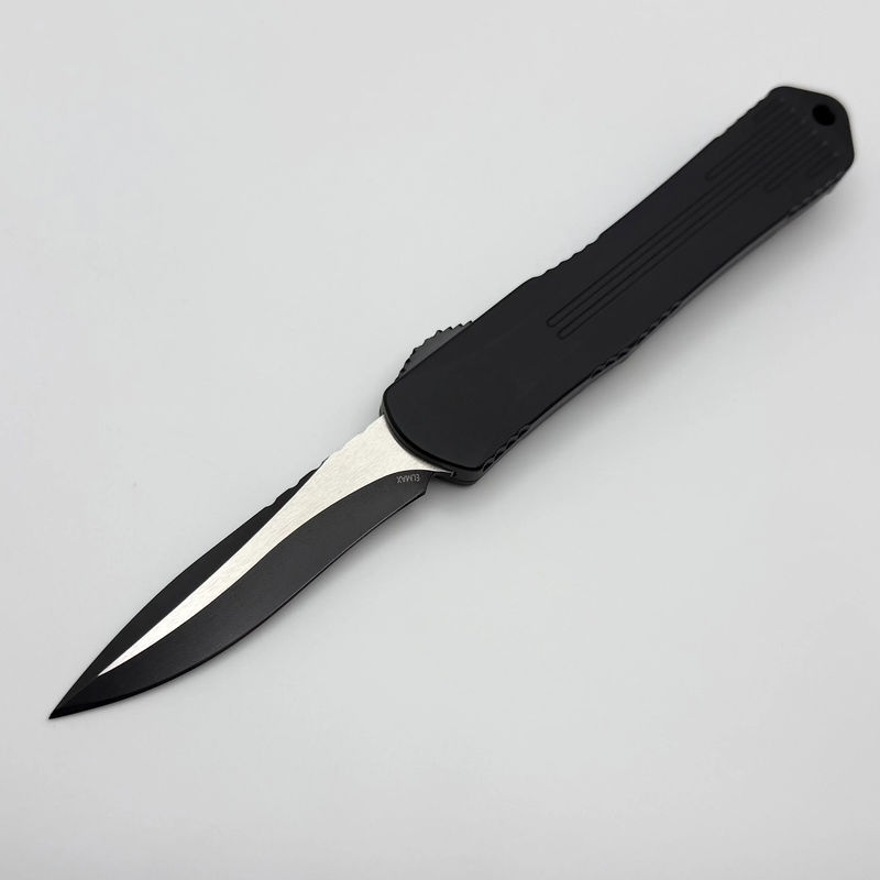 Heretic Knives Manticore S Black Handles & Two Tone Battleworn Black Elmax Recurve H025-10A