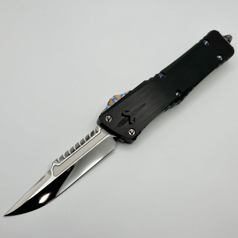 Marfione Custom Knives Combat Troodon Interceptor Mirror Polish w/ Hefted Black Handle & Flamed Hardware - Choose Your Serial Number:002