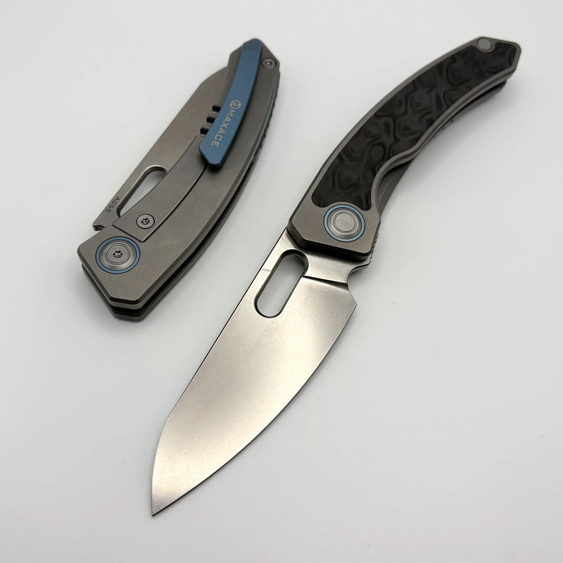 Maxace Black Mirror TC4 Carbon Fiber & Titanium Handles w/ Stonewash S90V