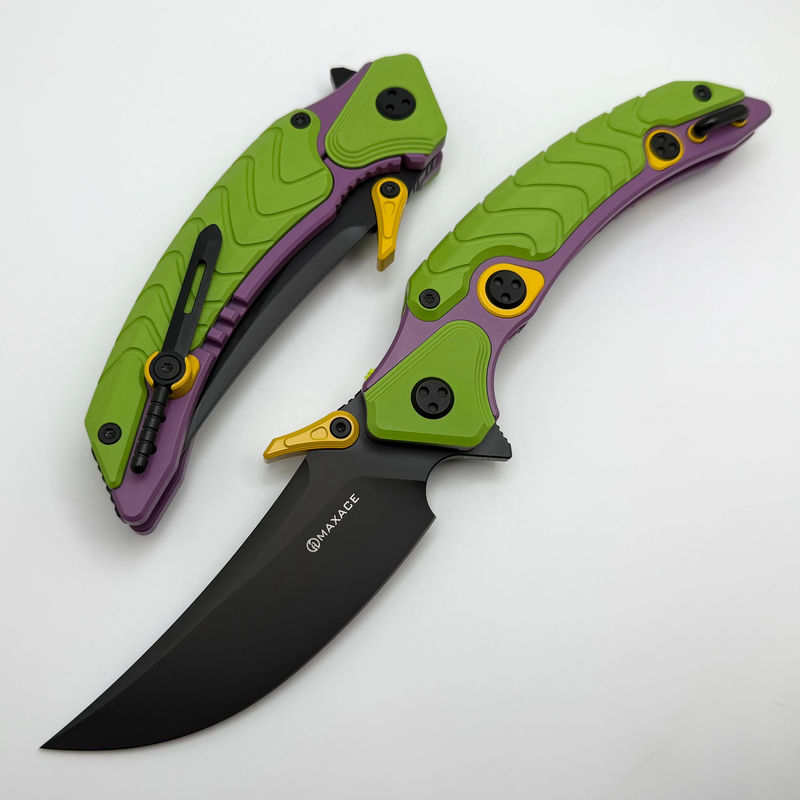 Maxace Dragon Knight Green/Purple Cerakote Handle w/ DLC M398 AM08-1-B