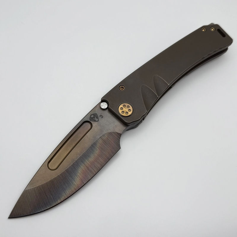 Medford Marauder Full Size Old School Bronze Titanium Handles w/ 0.26" Vulcan 3V Drop Point