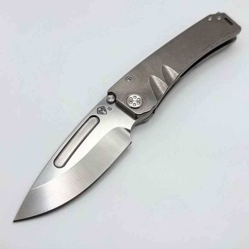 Medford Marauder Full Size Tumbled Titanium Handles w/ 0.26" Tumbled S35 Drop Point