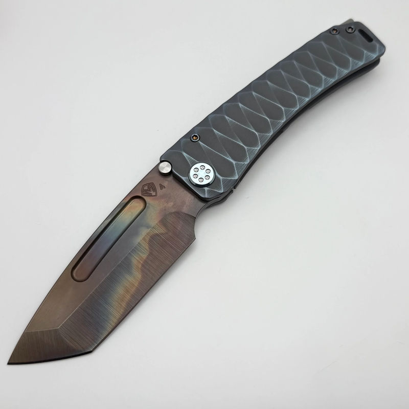 Medford Marauder H Bead Blast/Brush/Green Diamondhead Sculpted Handles w/ Green Hardware & S45VN Vulcan Tanto