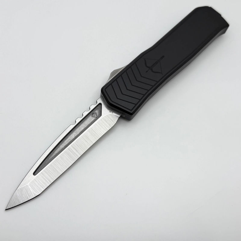 Medford Knife OTF Praetorian S45 Tumbled Tanto & Black Aluminum w/ DLC Clip