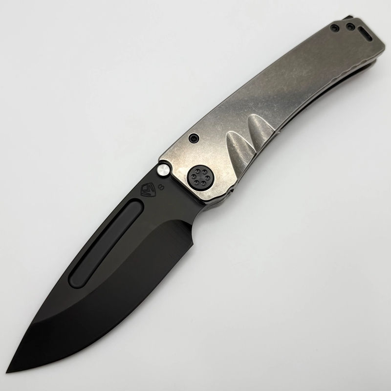 Medford Marauder Full Size Tumbled Titanium Handles w/ 0.26" DLC S35 Drop Point