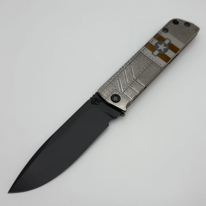 Medford Antik Front Flipper DLC S45 Drop Point & Star-N-Bars/Rivets Handles w/ Black Hardware/Clip