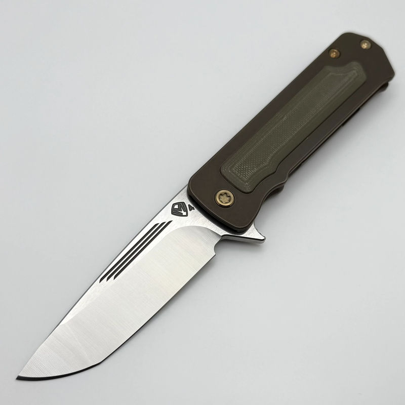 Medford TFF-4 Tumbled S45VN Tanto & Old School Bronze w/ OD Green G-10 Inlay & Bronze Clip/Hardware