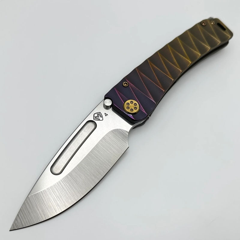 Medford Marauder H Bronze/Violet Lightning Sculpted Handles w/ Bronze Hardware/Clip & S45VN Tumbled Drop Point
