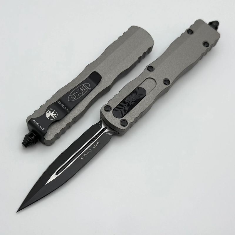 Microtech Dirac Double Edge Black & "Titanium Gray" Handles 225-1TG