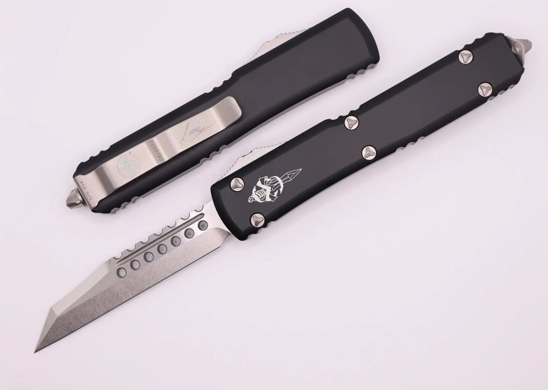 Microtech Ultratech Warhound Stonewash Standard & Black 119W-10S