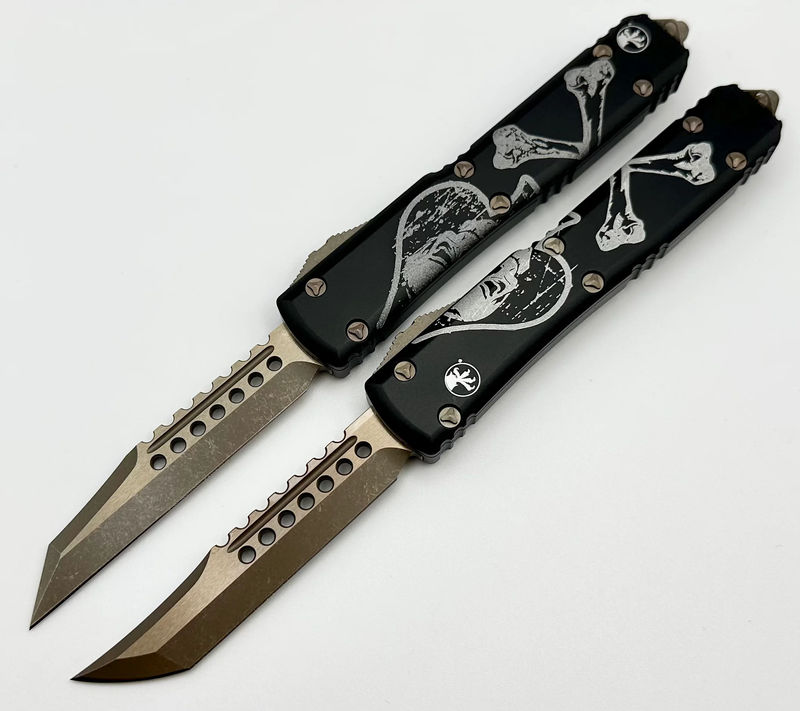Microtech Ultratech Death Card Hellhound & Warhound Set Signature Series Bronze Apocalyptic Standard 119-13SETDCS - Choose your Serial Number Below:025