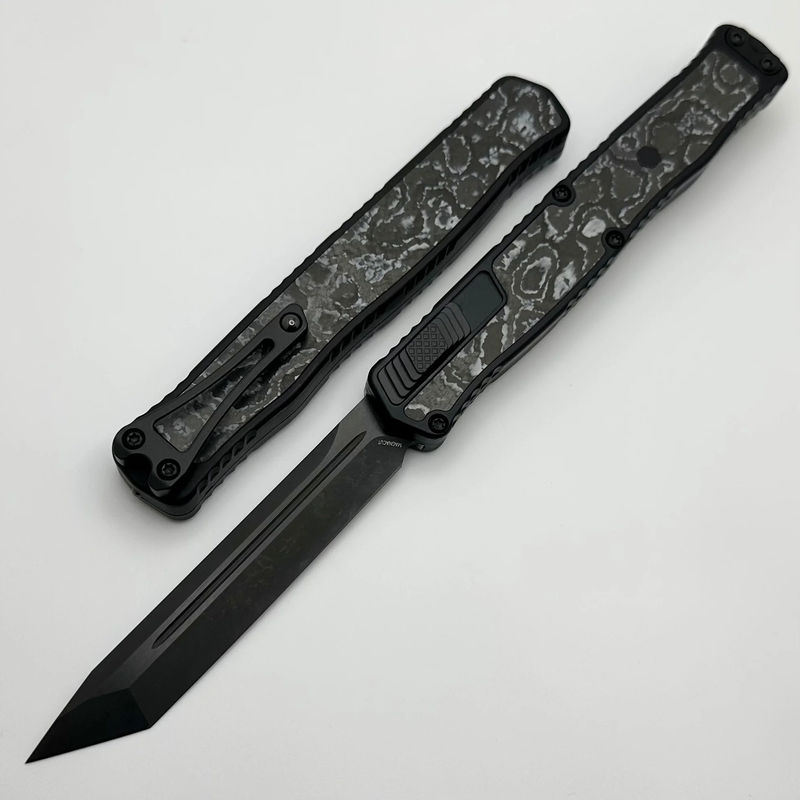 Heretic Knives Cleric II 2 White Camo Carbon Inlays & DLC Tanto Magnacut H019-6A-WT/CC