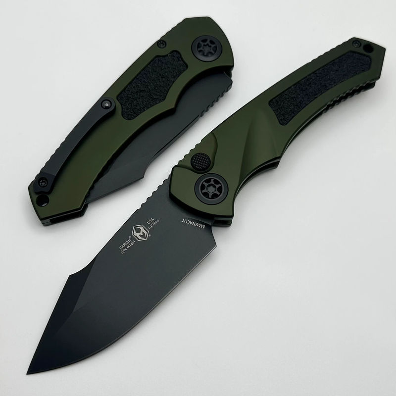 Heretic Knives Pariah Auto Green Tactical & Black MagnaCut H048-4A-GRN